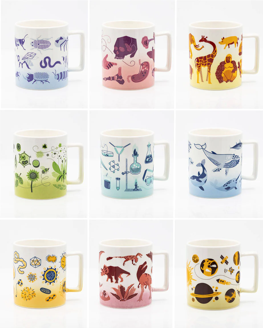 Retro Science Mug Set of 9