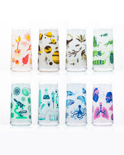 Retro Science Drinking Glassware Set of 8