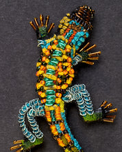 Caiman Lizard Beaded Brooch Pin - Trovelore