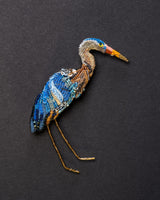 Great Blue Heron Beaded Brooch Pin - Trovelore