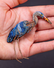 Great Blue Heron Beaded Brooch Pin - Trovelore