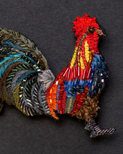 Rooster Beaded Brooch Pin - Trovelore