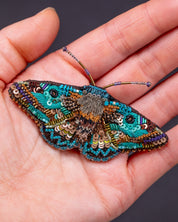 Lanipes Moth Beaded Brooch Pin - Trovelore