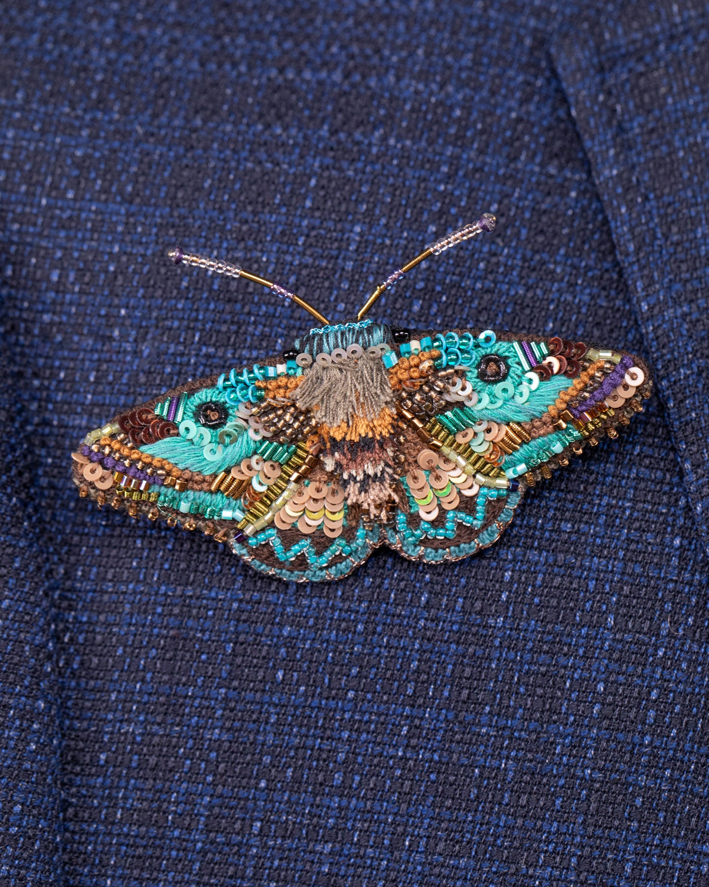 Lanipes Moth Beaded Brooch Pin - Trovelore