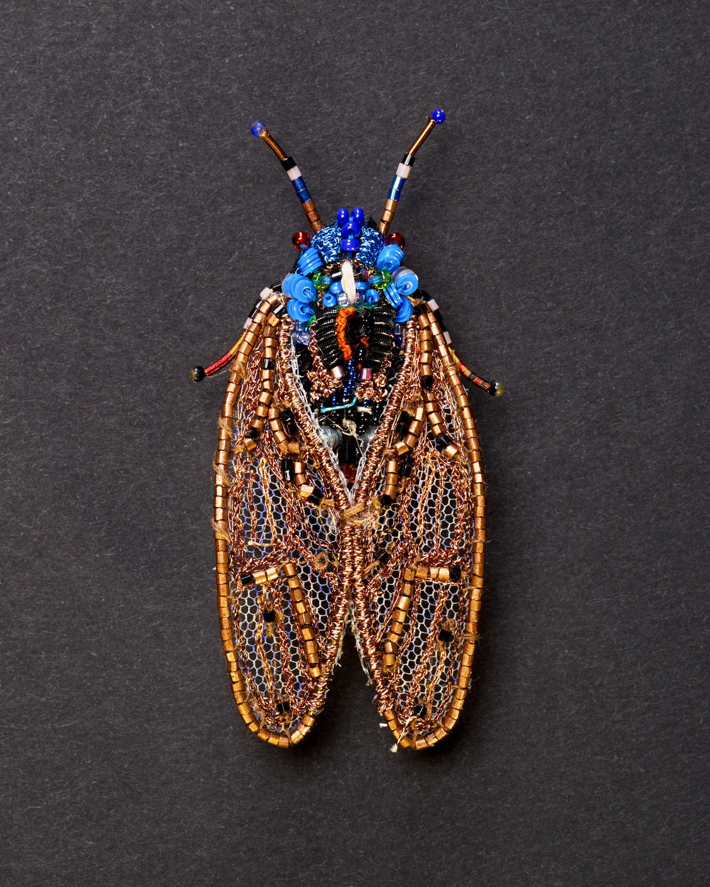 Pharaoh Cicada Beaded Brooch Pin - Trovelore