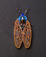 Pharaoh Cicada Beaded Brooch Pin - Trovelore