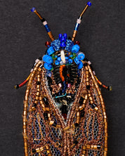 Pharaoh Cicada Beaded Brooch Pin - Trovelore