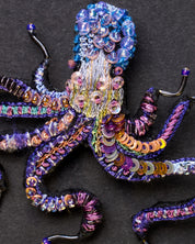 Common Octopus Beaded Brooch Pin - Trovelore