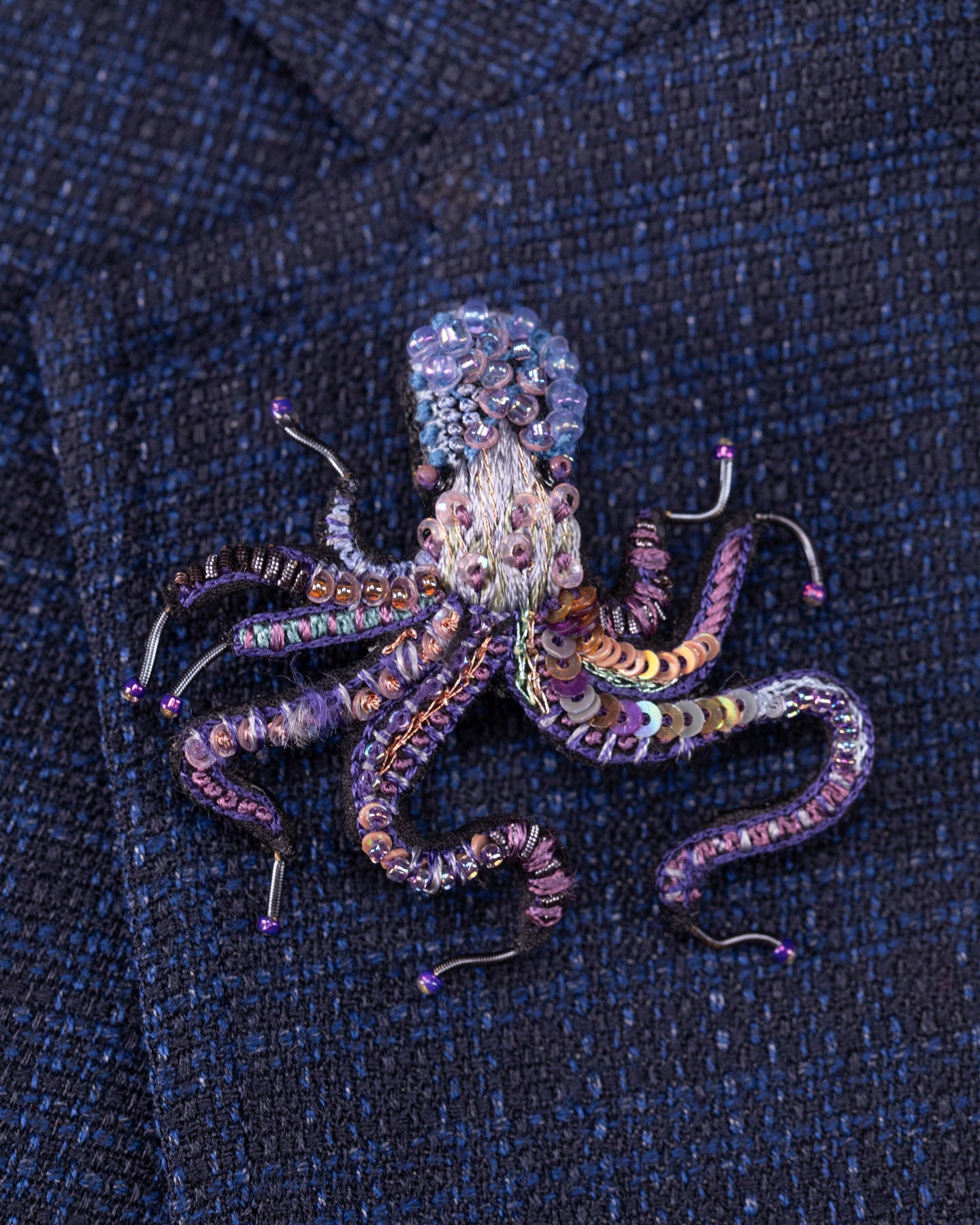 Common Octopus Beaded Brooch Pin - Trovelore