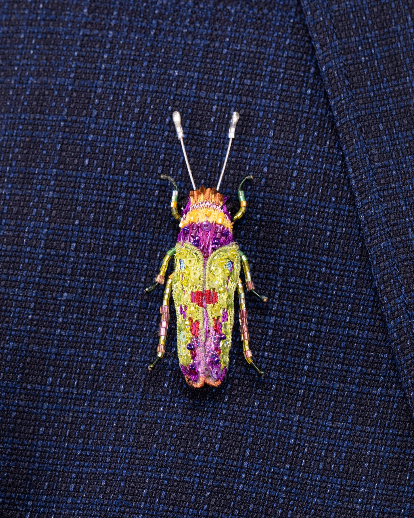 Sharpshooter Leafhopper Beaded Brooch Pin - Trovelore