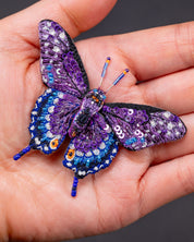 Black Swallowtail Butterfly Beaded Brooch Pin - Trovelore