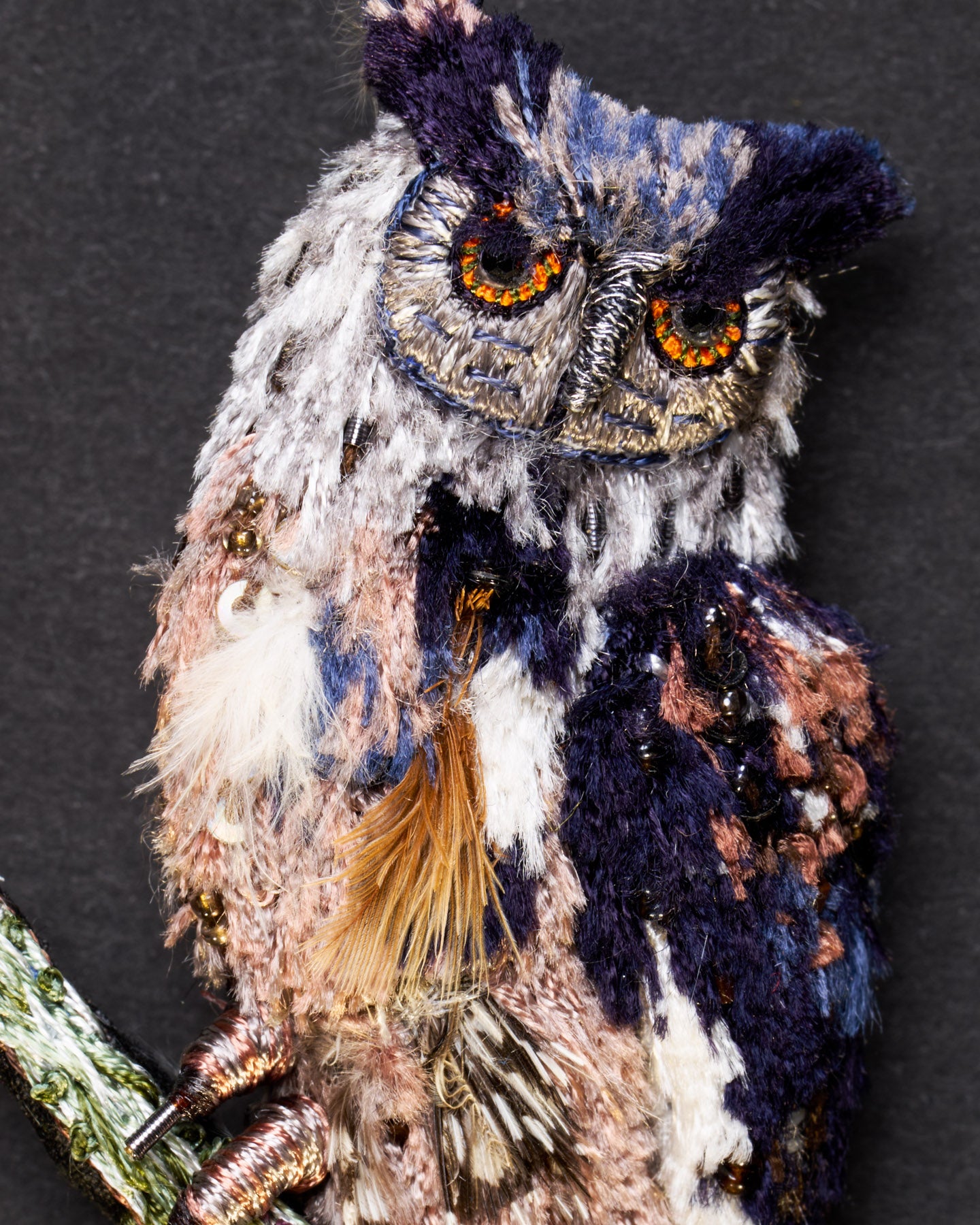 Eurasian Eagle-Owl Beaded Brooch Pin - Trovelore