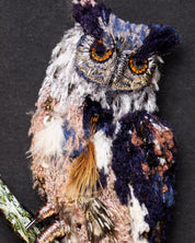 Eurasian Eagle-Owl Beaded Brooch Pin - Trovelore