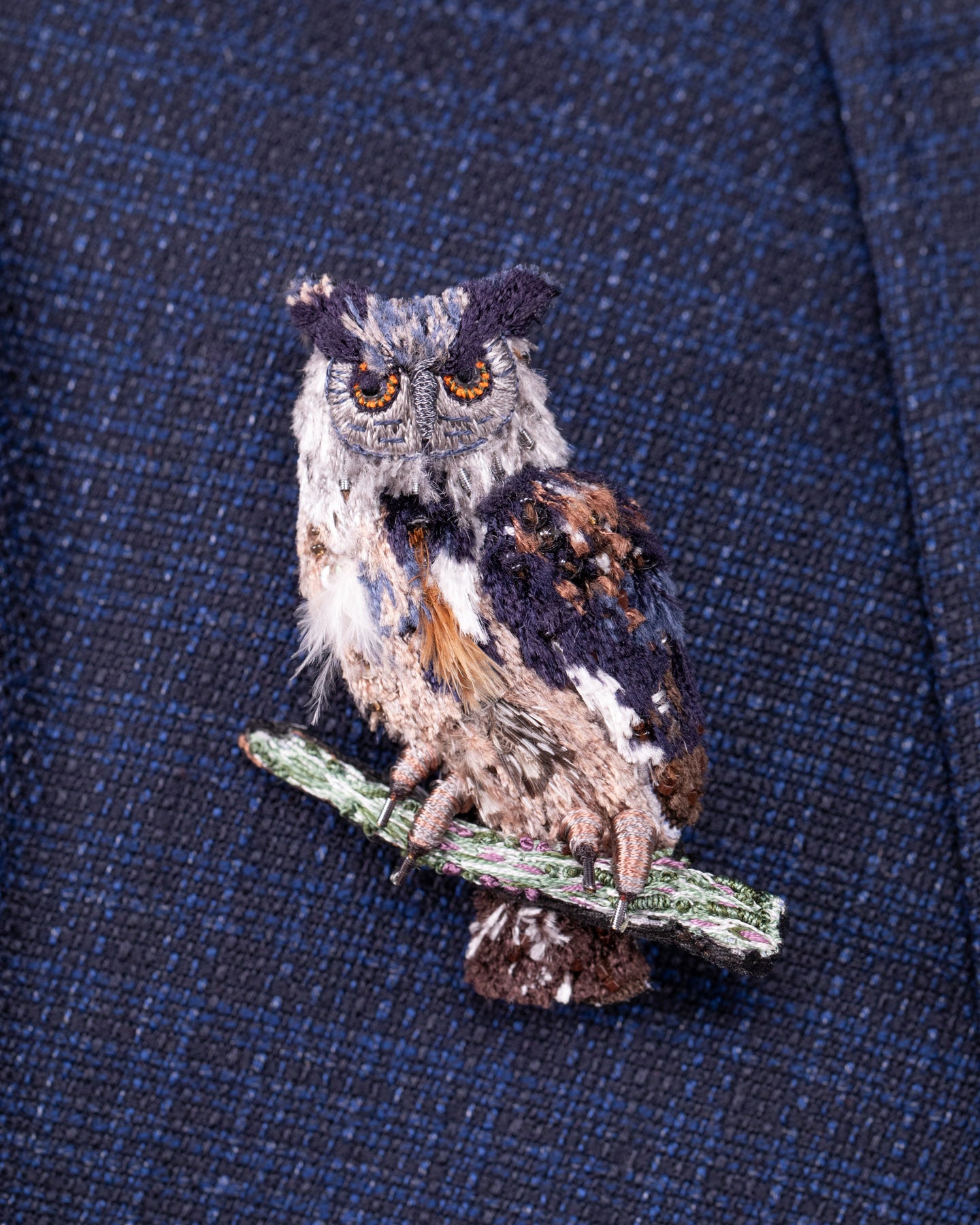 Eurasian Eagle-Owl Beaded Brooch Pin - Trovelore