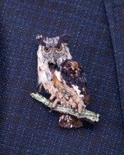 Eurasian Eagle-Owl Beaded Brooch Pin - Trovelore