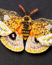 Emperor Moth Beaded Brooch Pin - Trovelore