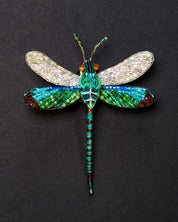 Oriental Greenwing Beaded Brooch Pin - Trovelore