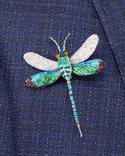 Oriental Greenwing Beaded Brooch Pin - Trovelore