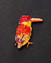 Black-backed Dwarf Kingfisher Beaded Brooch Pin - Trovelore