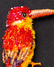 Black-backed Dwarf Kingfisher Beaded Brooch Pin - Trovelore