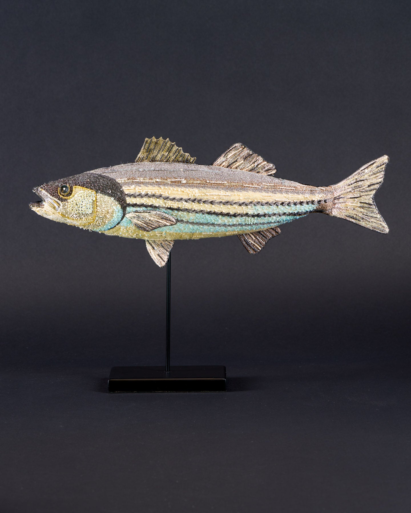 Striped Bass Beaded Sculpture - Trovelore