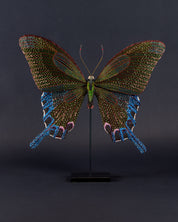Green Peacock Butterfly Beaded Sculpture - Trovelore