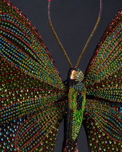 Green Peacock Butterfly Beaded Sculpture - Trovelore