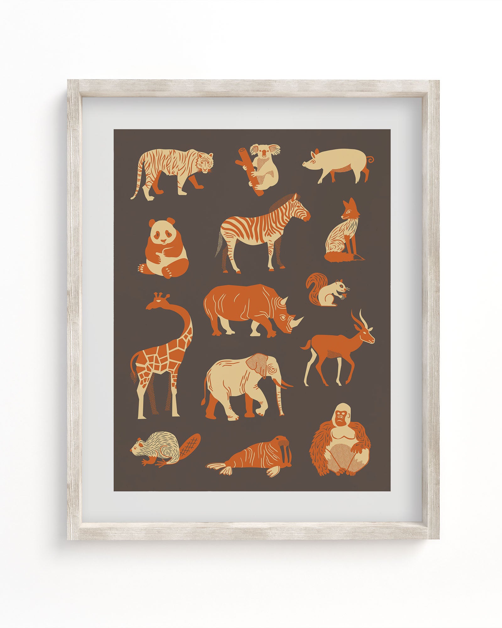 Retro Mammals Museum Print