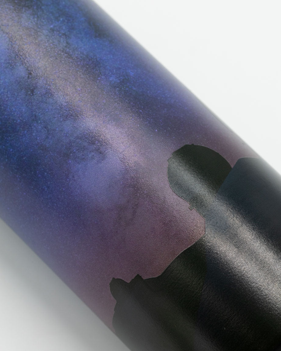A Gateway to the Stars 18 oz Steel Bottle with a silhouette of a person, made by Cognitive Surplus.
