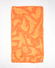 An Feathered Friends: Ornithology Turkish Towel with birds on it. Brand: Cognitive Surplus.