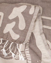 A brown and white Edible & Poisonous Mushrooms Turkish Towel with tassels on it by Cognitive Surplus.