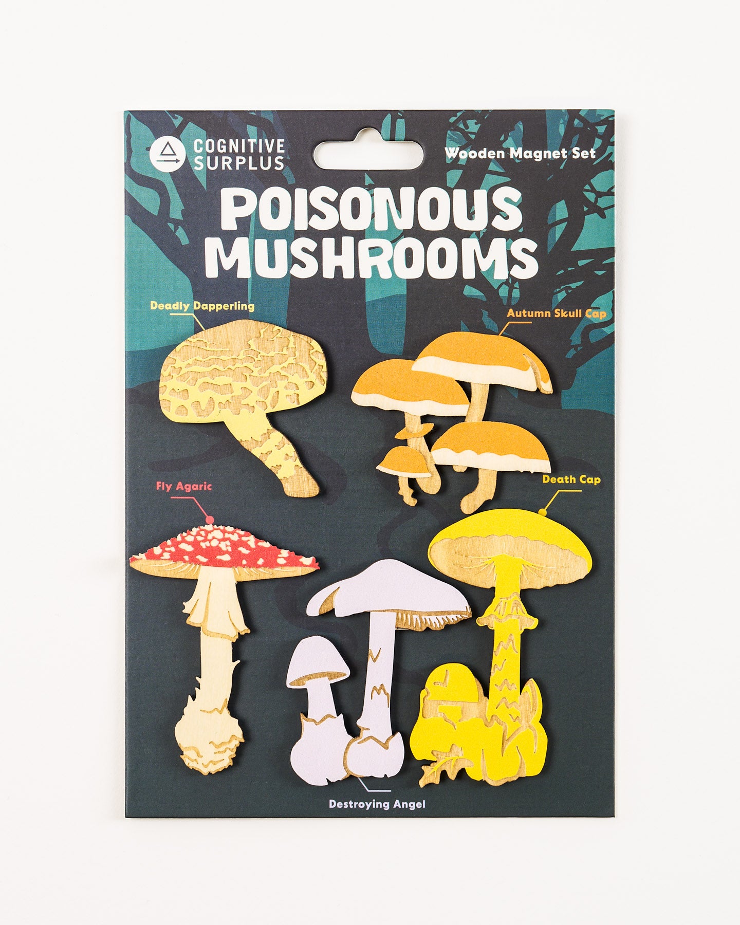 Poisonous Mushrooms Wooden Magnet Set