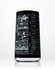 A Stratigraphy Core Sample Drinking Glass with a diagram on it made by Cognitive Surplus.