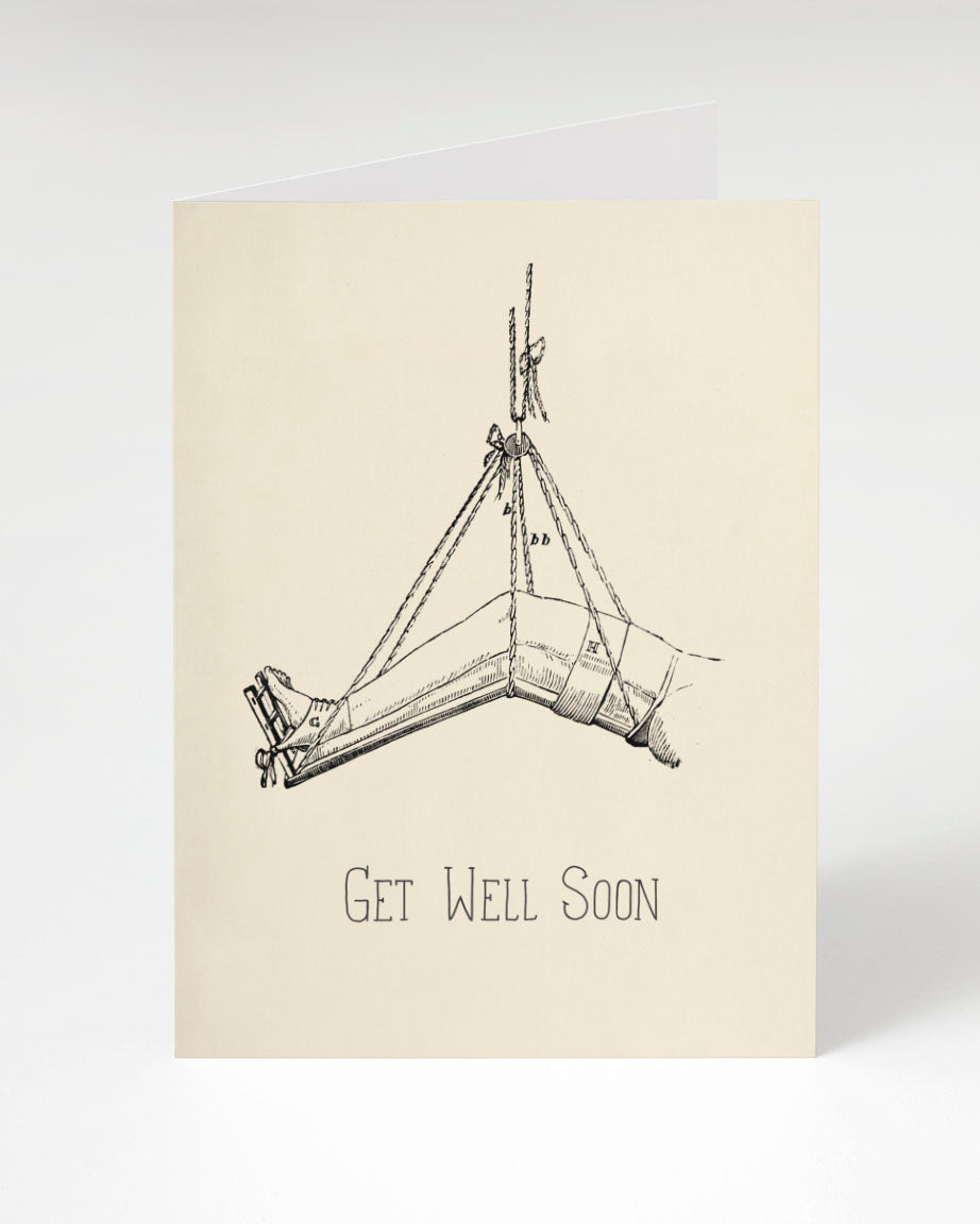 Get well soon Cognitive Surplus: Leg Illustration Card.
