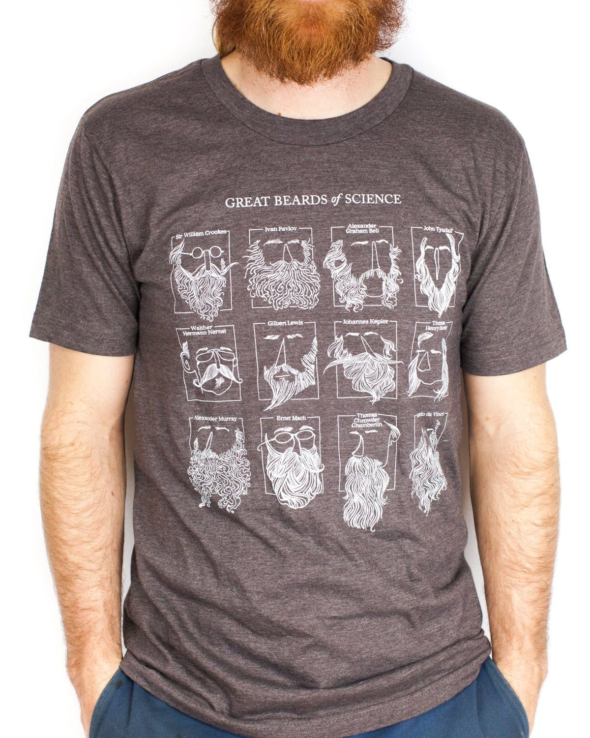Great Beards of Science Graphic Tee (Brown) Cognitive Surplus